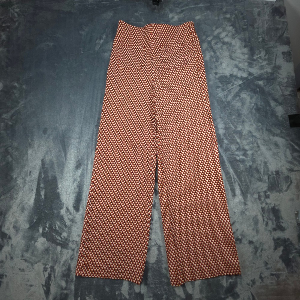 Jules & Leopold Womens XS Red Geometric Diamond Print Wide Leg Pants CHU25498E